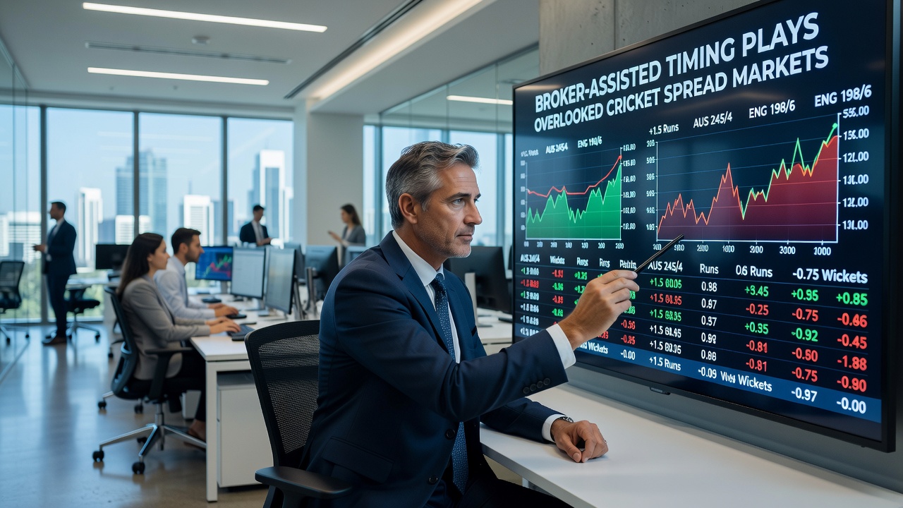Live cricket spread market interface showing timing opportunities